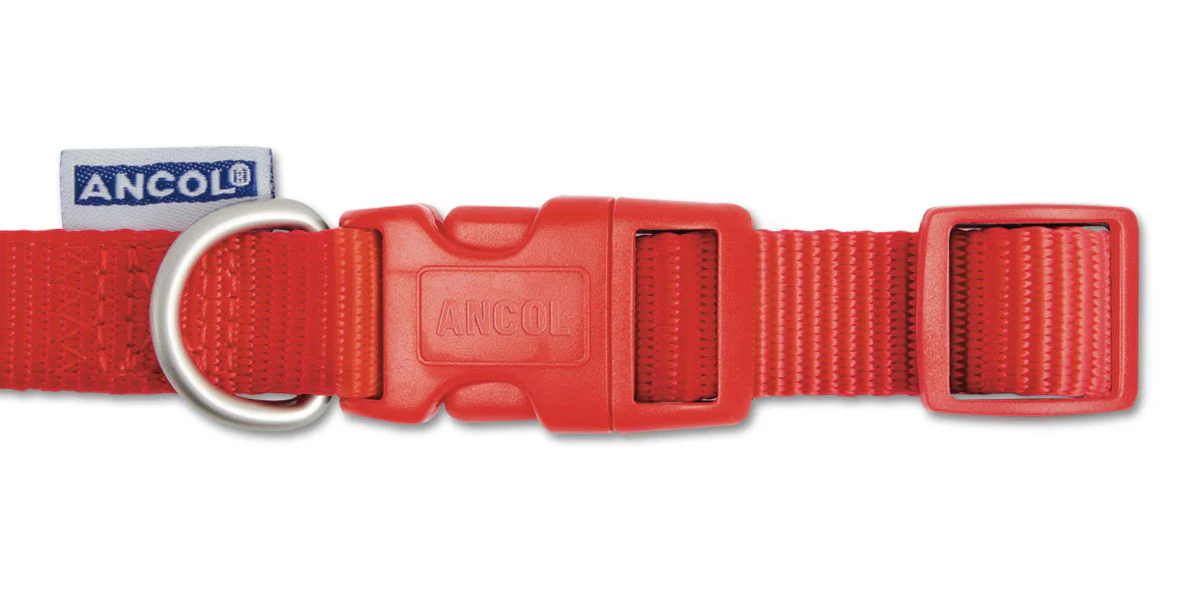 Viva Nylon Quick Fit Adj Collar Red 15mm X20-30cm Sz1-2