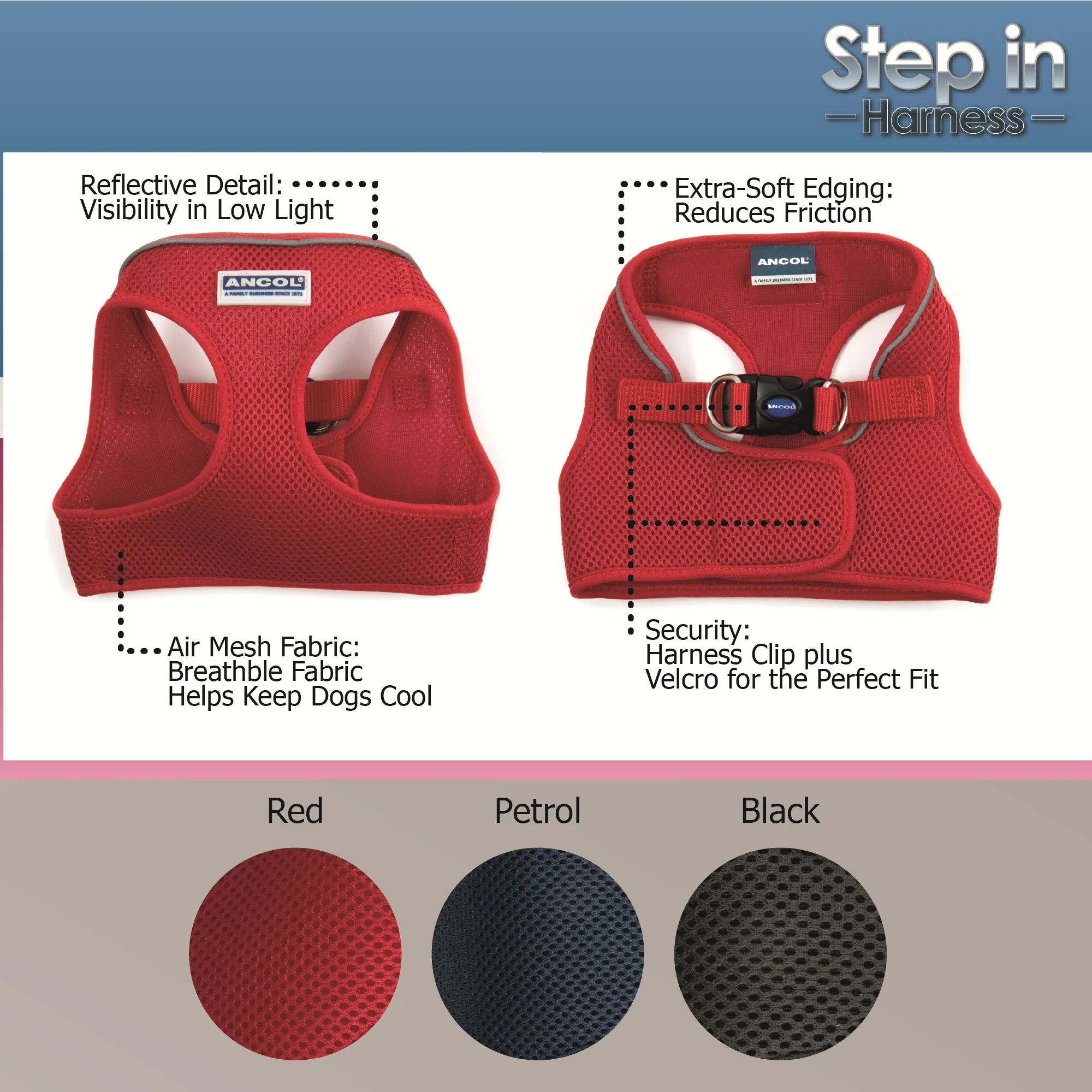 Viva Nylon Step In Comfort Mesh Harness Red Xsmall - Image 3