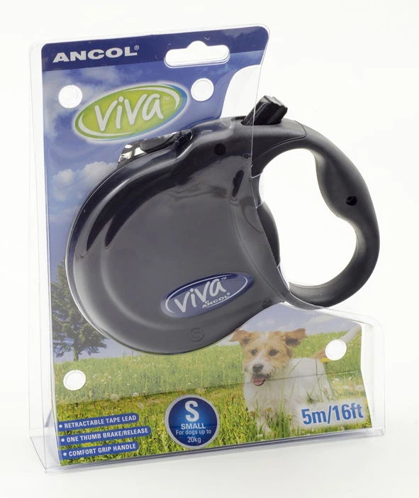 Viva Retractable Lead Tape Black Small 20kg-5m - Image 2