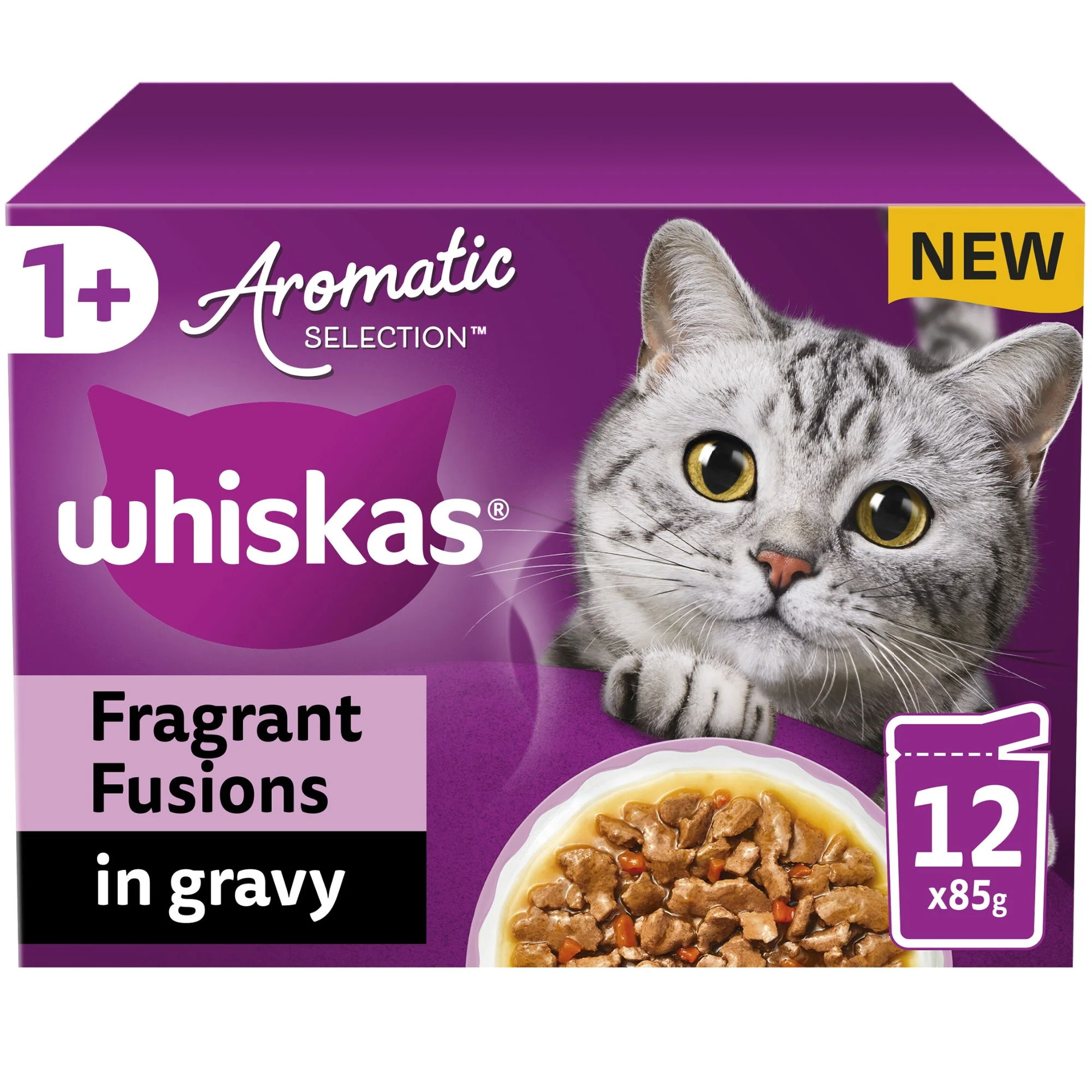 WHISKAS 1+ Cat Pouches Aromatic Fusion in Gravy 12x85g - Image 2