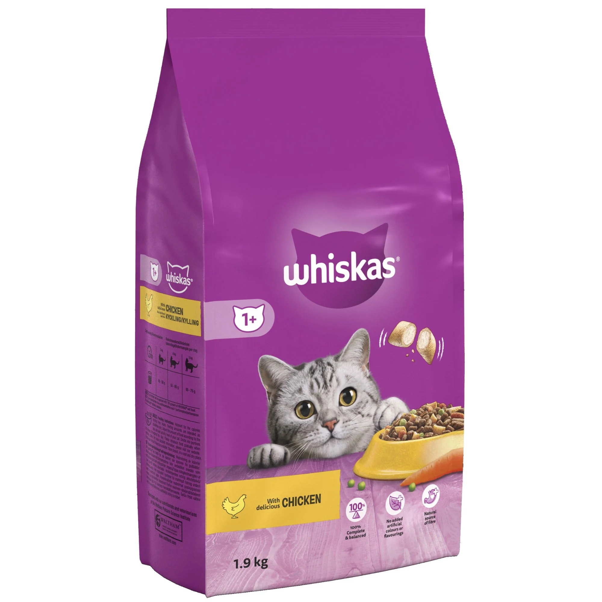 WHISKAS 1+ Chicken Adult Dry Cat Food 1.9kg