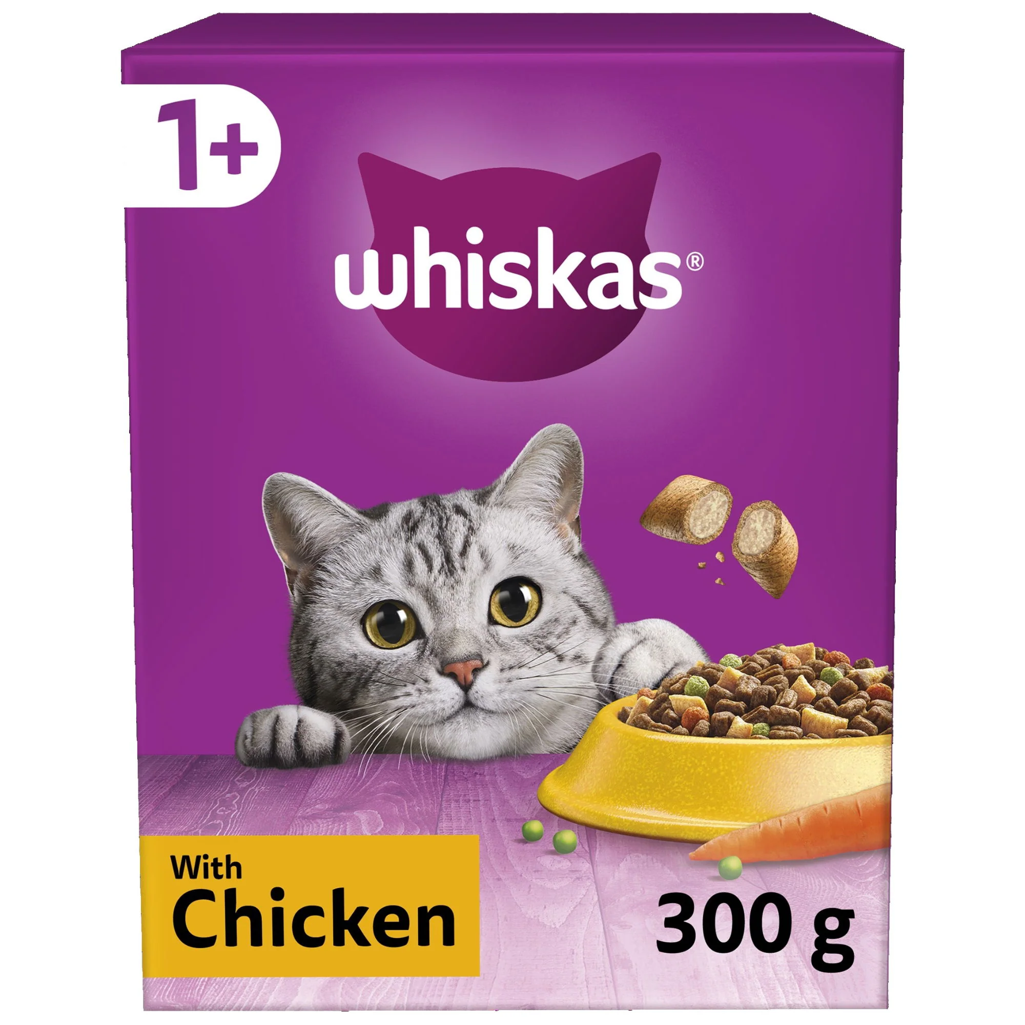 WHISKAS 1+ Chicken Adult Dry Cat Food 300g - Image 2