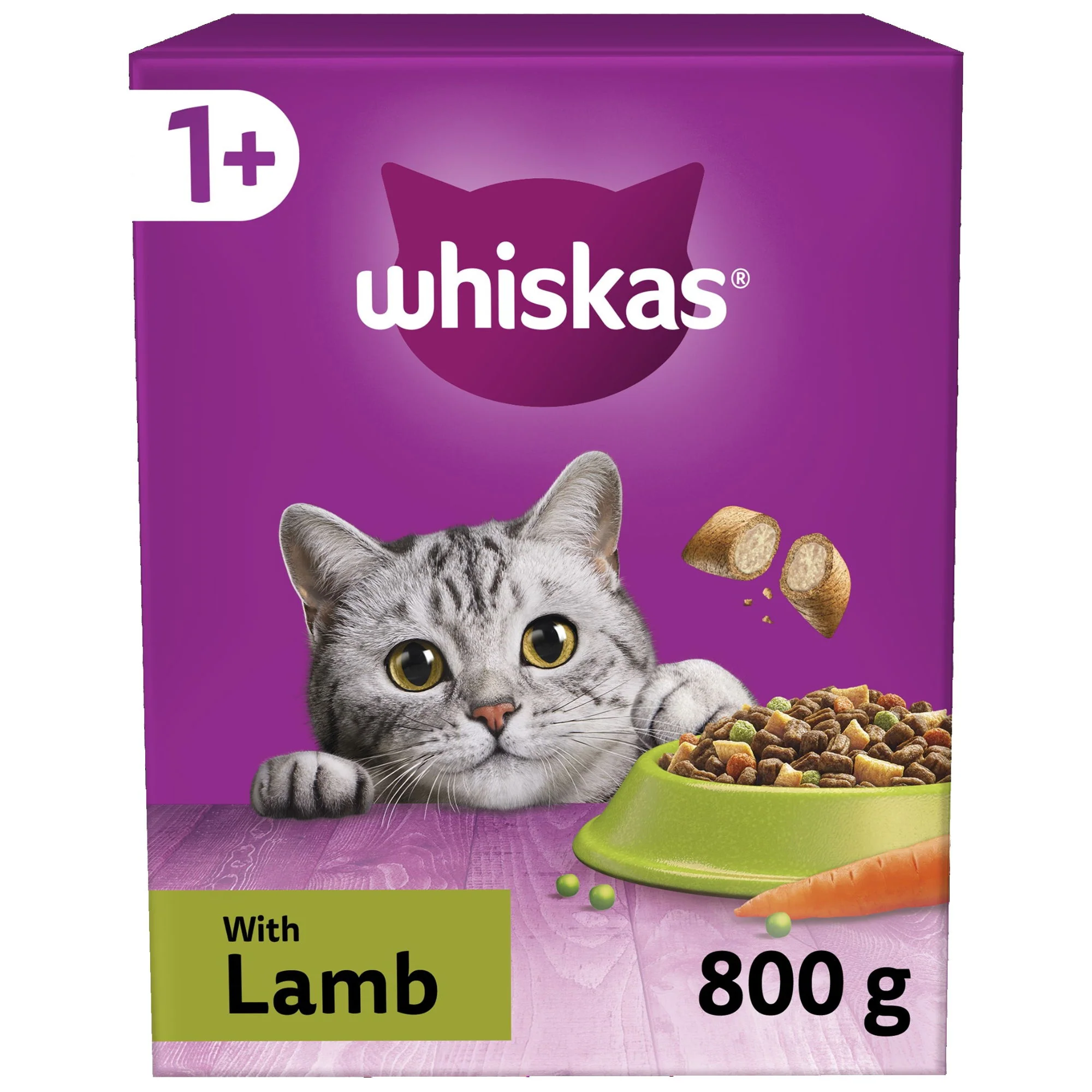 WHISKAS 1+ Lamb Adult Dry Cat Food 800g - Image 2