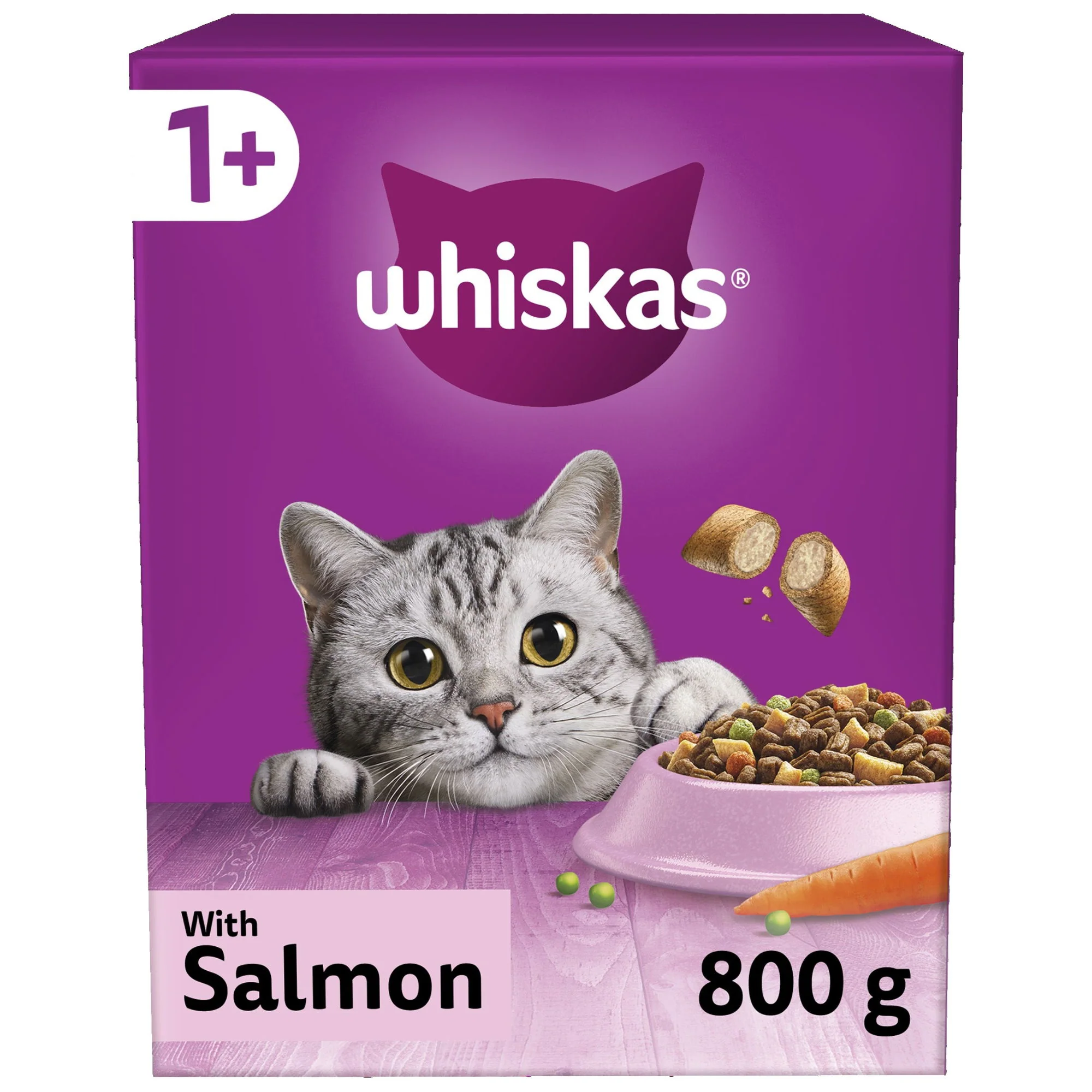 WHISKAS 1+ Salmon Adult Dry Cat Food 800g - Image 2