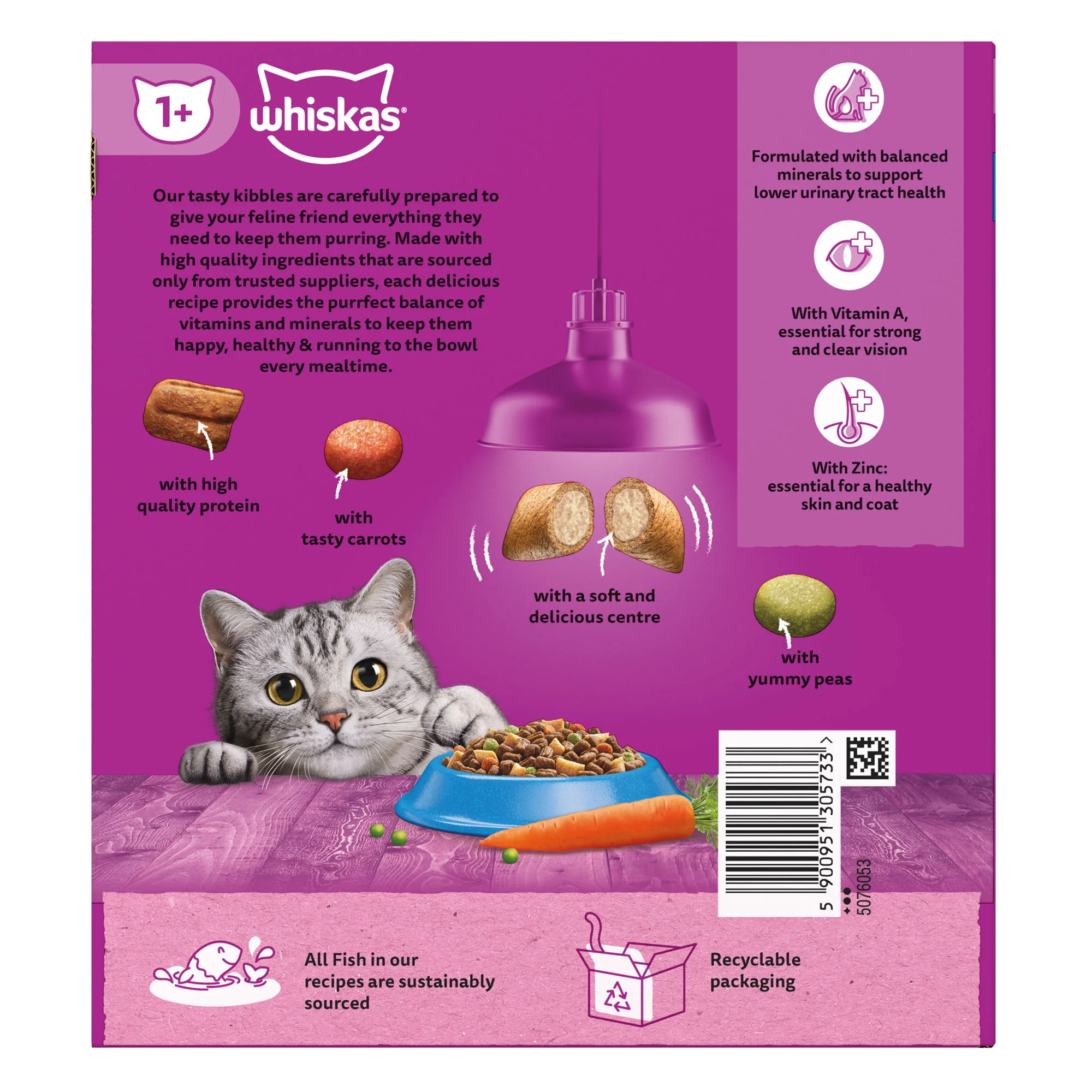 WHISKAS 1+ Tuna Adult Dry Cat Food 800g - Image 3