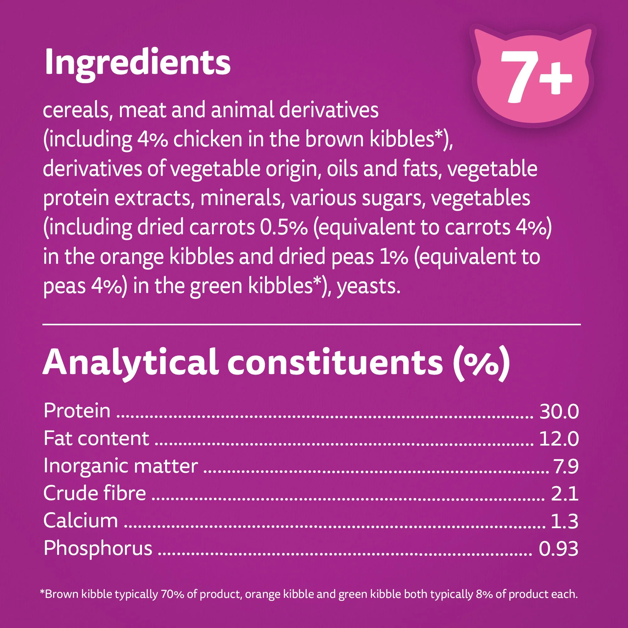 WHISKAS 7+ Chicken Adult Dry Cat Food 1.9kg - Image 3