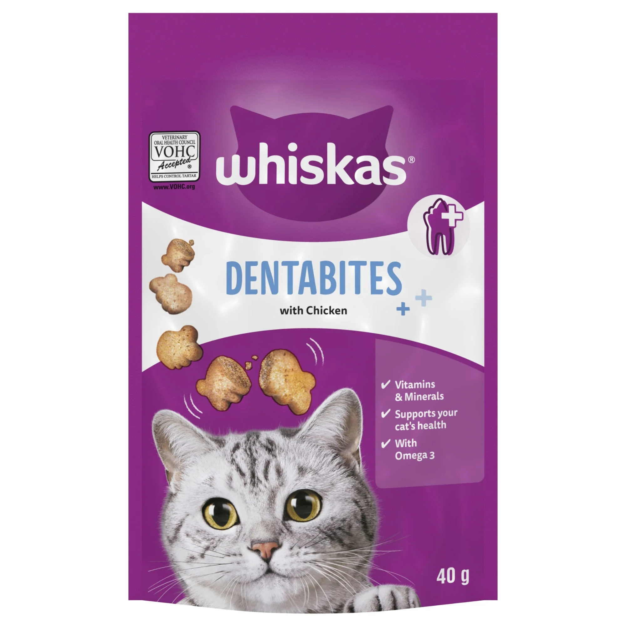 WHISKAS Dentabites Cat Treats with Chicken 40g - Image 3