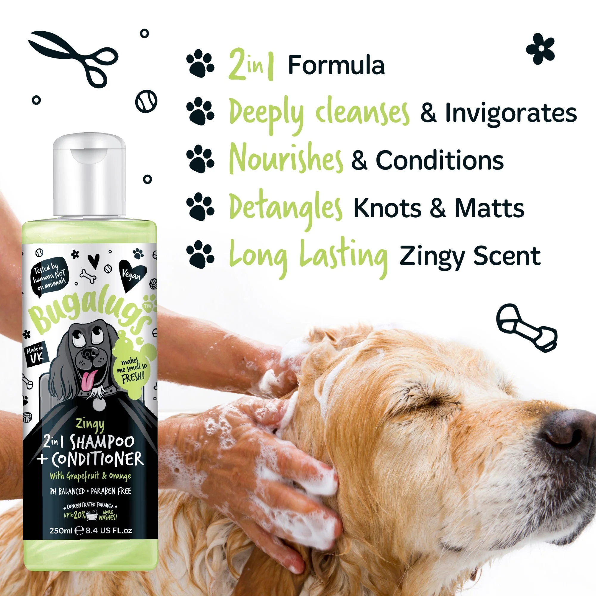 Zesty 2 in 1 Shampoo & Conditioner 250ml Bottle with Flip Cap - Image 4
