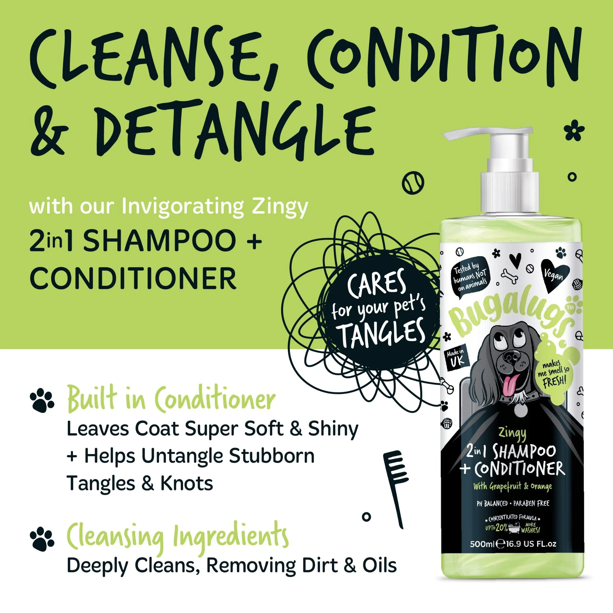 Zesty 2 in 1 Shampoo & Conditioner 500ml Bottle with Pump - Image 2