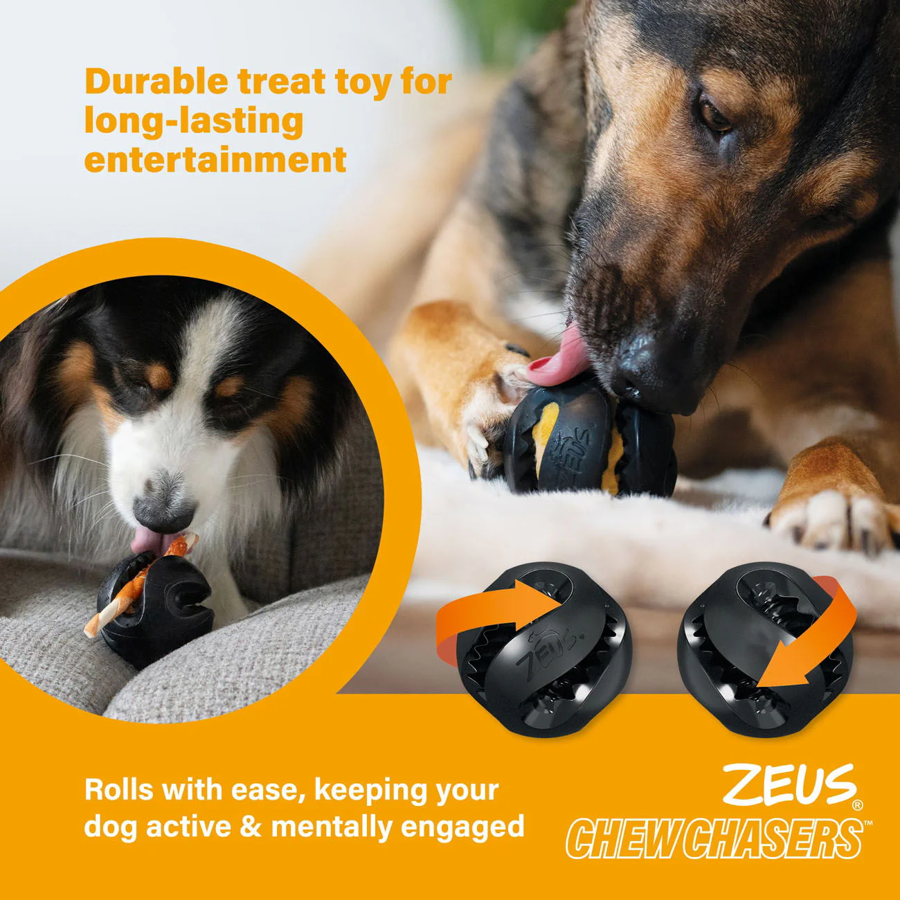 Zeus ChewChasers Treat Ball Black 7.5cm - Image 3