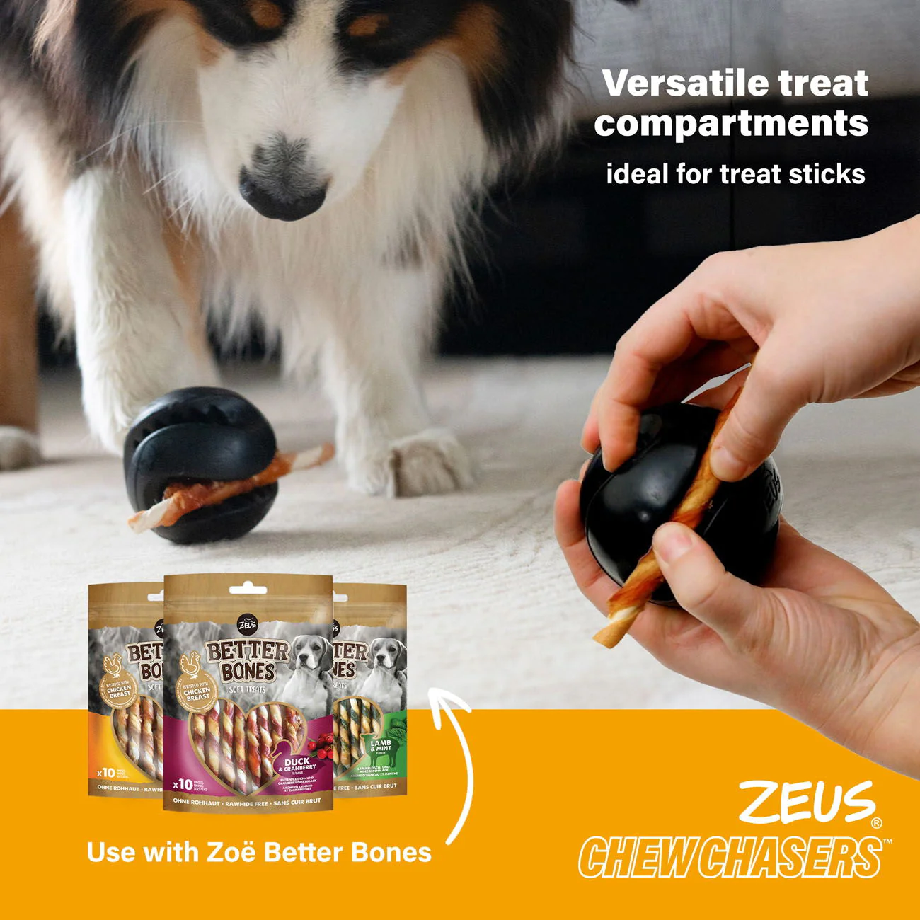 Zeus ChewChasers Treat Ball Black 7.5cm - Image 5
