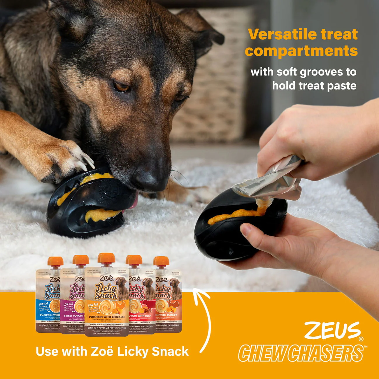 Zeus ChewChasers Treat Rugby Ball Black 12.5cm - Image 4