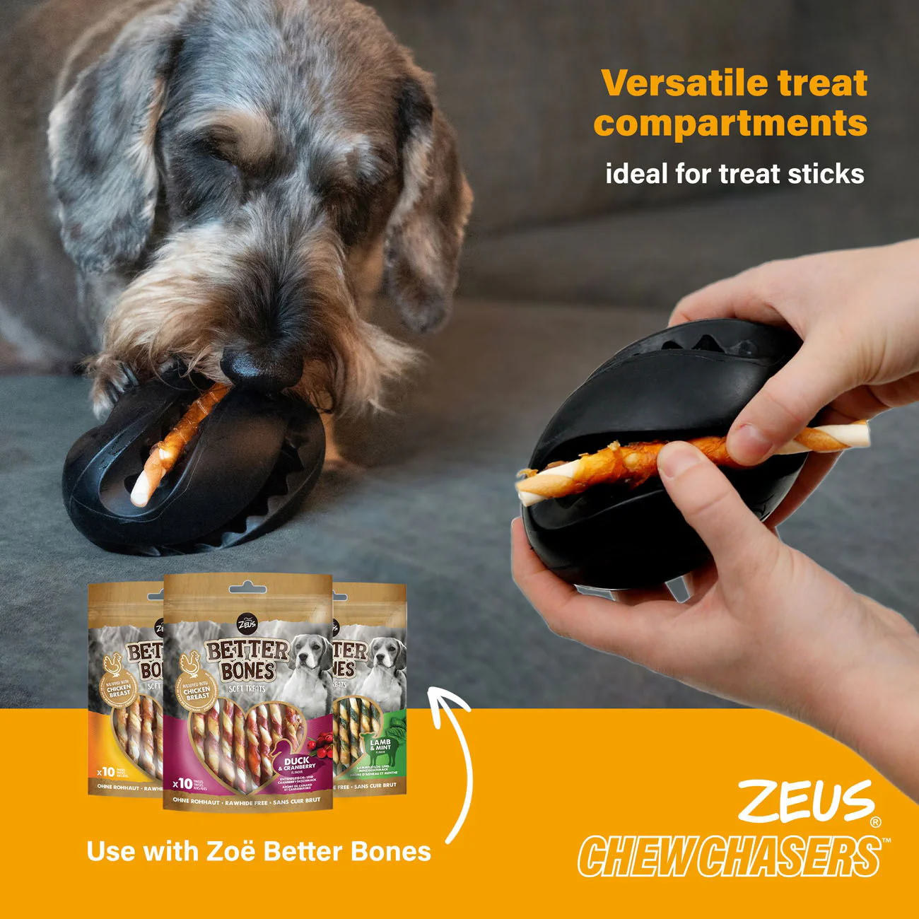 Zeus ChewChasers Treat Rugby Ball Black 12.5cm - Image 5